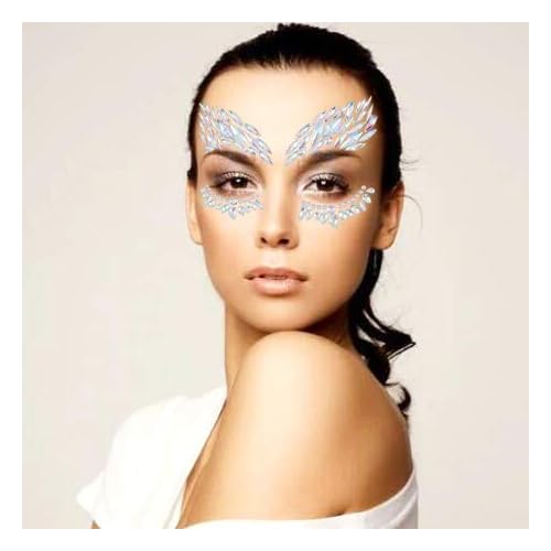 Rhinestone Face Jewels Rave Festival Gem Mermaid Chest Gem Crystal Eyes Stickers for Women and Girls 2PCS