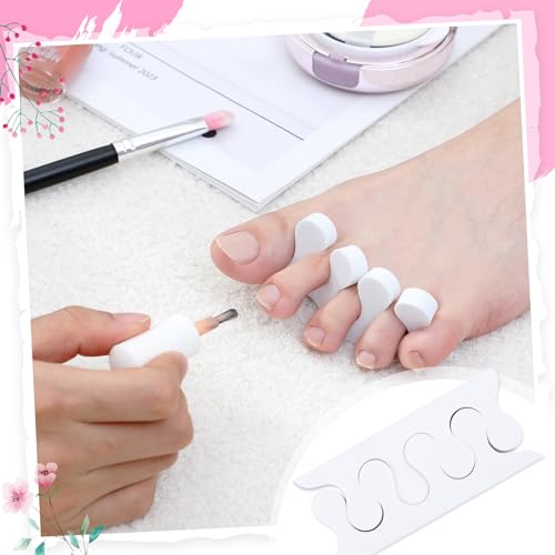 Mumufy 250 Pairs White Sponge Toe Separators Kit for Pedicure - Soft Toe Spacers, Finger Dividers for Nail Art Painting, Manicure, Toenail Polishing, Spa Treatment for Women
