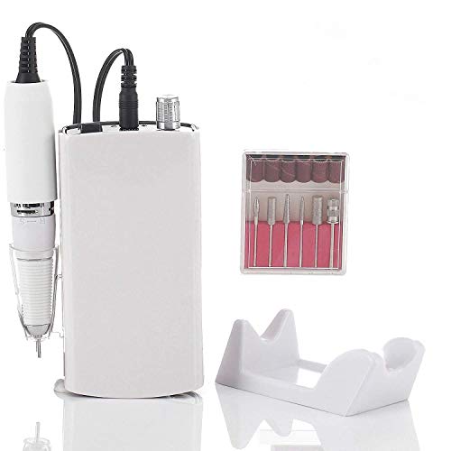 Kredioo Nail Drill, 35000RPM Nail Drills for Acrylic Nails Professional Cordless Electric File Rechargeable Portable Machine 6 Bits Dremel Tools for Women Manicure Pedicure Remove Gel Polish