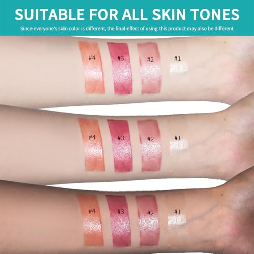 4Pcs Hydrating Lip Tint Lipstick Set of Red and Nude, Long-Lasting Matte Finish Moisturizing Tinted Lip Balm, Natural Ingredients Vitamin E Watery Lip Gloss Lipstick for Women and Girls