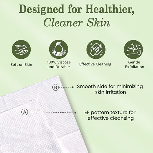 Nature¡¯s Touch Face Towels, Biodegradable Viscose, 100% USDA Biobased, Disposable Face Towelette, Ultra Soft, Vegan, OEKO-TEX Certified, Travel, Skincare, Beauty Routine Use, 10"x12", Pack of 1, 50 Ct