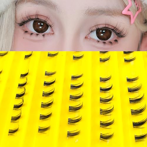 Bottom Lash Clusters DIY Lash Extension Lower Individual Lashes 120Pcs Wispy Natural Look Lower Eyelash Clusters 6MM Individual Cluster Lashes Manga Bottom Cluster Lashes By MUQIU37 (MQ208)