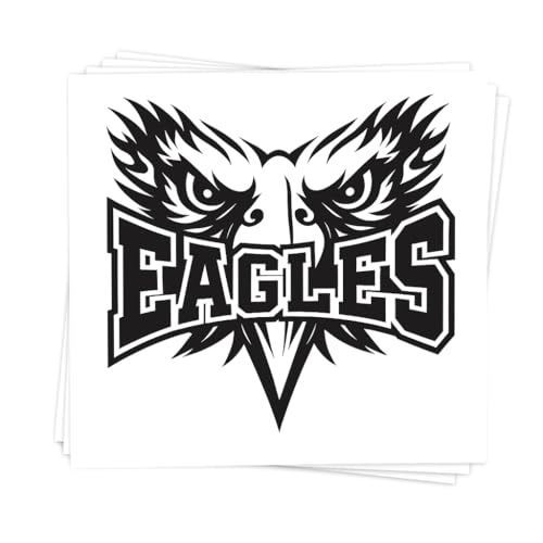 Eagle Mascot Temporary Tattoos ? 25-Pack Pre-Cut Skin-Safe Tattoos ? School Spirit Party Favors, Sports Events, and Classroom Prizes ? FDA Compliant