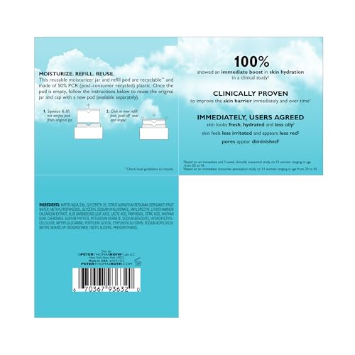 Peter Thomas Roth | Water Drench¢ç Hyaluronic Jelly Refillable Moisturizer | Hyaluronic Acid Cloud Cream, For Normal to Oily Skin, Fragrance-Free, Non-Comedogenic, Acne-Safe Moisturizer