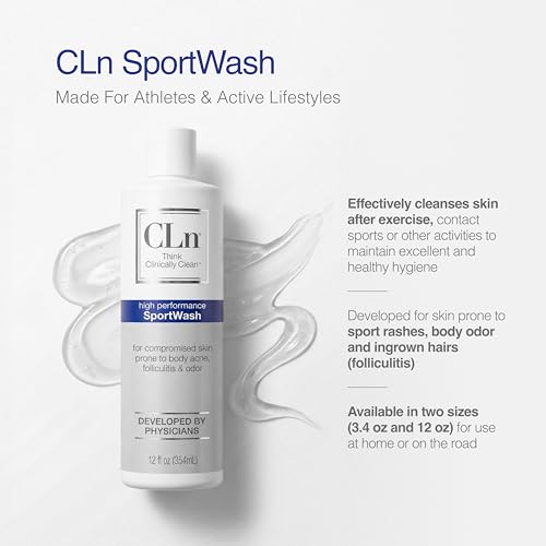 CLn¢ç SportWash ? High-Performance Sport Body Wash, For Men & Women Prone to Body Odor, Foot Odor, Ringworm, Folliculitis, & Back Acne, Fragrance-Free & Paraben-Free, 12 fl. oz.