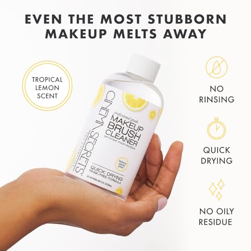 Cinema Secrets Original Makeup Brush Cleaner Solution - Professional Cleanser for Makeup Brushes - Quick-Drying, Rinse-Free Formula - Removes Stubborn Waterproof Make Up - Lemon