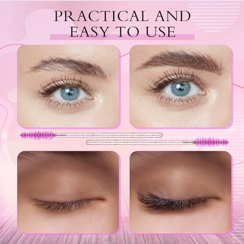 Skylety 1000 Pcs Disposable Mascara Wands Bulk Mascara Eyelash Brush Makeup Applicator Eyelash Wands for Eye Lash Extension, Eyebrow Comb, 3.9 x 0.2 x 0.3 Inch (Purplish Red)