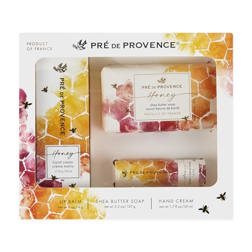 Pre de Provence Honey Collection Gift Set ? Soap Bar, Hand Cream & Lip Balm ? Skincare Trio with Organic Honey, Propolis & Royal Jelly