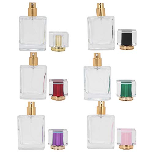 Sonew 6Pcs Glass Refillable Spray Bottle, Empty Perfume Bottle Atomize Cosmetic for Travel or Home DIY (50ml)