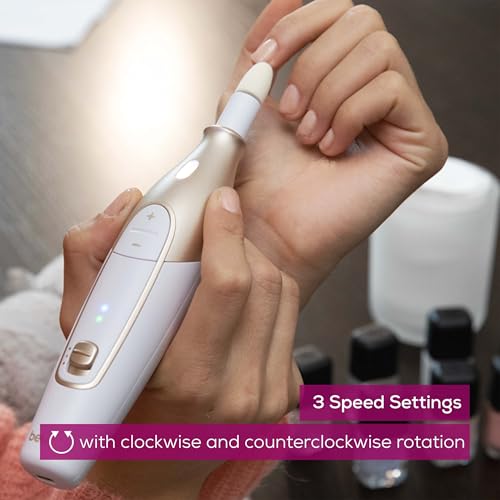 Beurer MP64 Nail Drill Kit, Cordless Electric Nail File with 10 Attachments and LED Light, Electric Manicure Set with Adjustable Speed, E-File for Manicure and Pedicure, with Storage Case