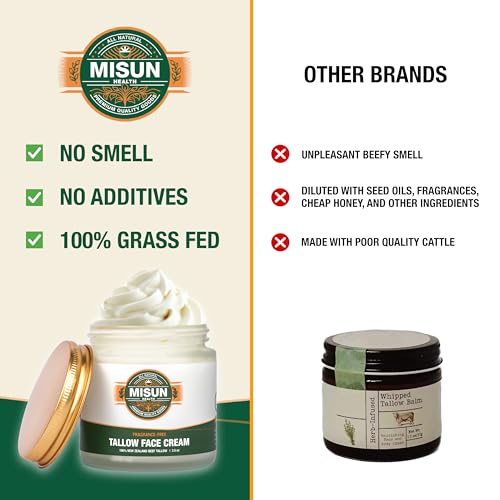 Grass Fed Beef Tallow Moisturizer for Skin - Hydrating All Natural Skincare Face & Body - Unscented & Fragrance-Free