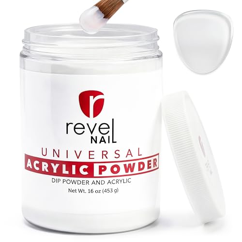 Revel Nail Universal Acrylic and Dip Powder, Salon Pro Size 16 oz (453 g) Refill Jar for Overlays and Extensions, Clear, Made in USA