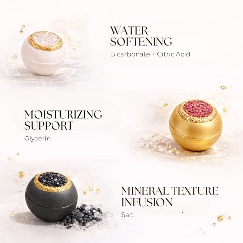Crystal Luxe Bath Bomb Set, 6 Luxury Bath Bombs by Jane & Bloom, Moisturizing Fizzies for Relaxing Home Spa, Gift Set for Women, Men and Teens, Valentine's Day Gift Set