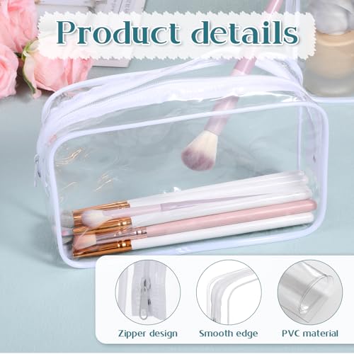 20 Pieces Clear Cosmetic Makeup Bags with Zipper Transparent Cosmetic Bag Clear Makeup Bags Bulk Waterproof Portable Transparent Zippered Organizer Case for Travel Bathroom (White)