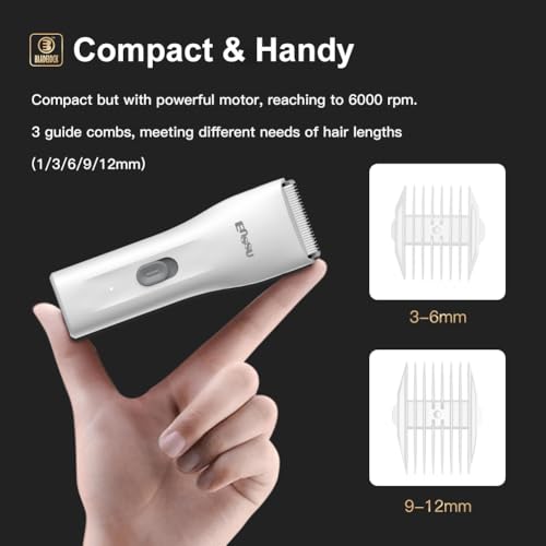 Electric Body Hair Trimmer for Men, Handy Ball Trimmer Groin & Pubic Hair Trimmer for Men, Rechargeable Waterproof Body Shaver Groomer for Men for Travle, White