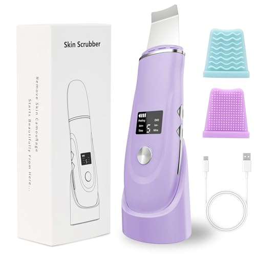 Face Scrubber Skin Spatula - Blackhead Remover Deep Cleansing Tool for Pore Extraction, 4-in-1 Fast Charging Dock Blackhead Remover Face Spatula for Facial Skincare Women Gift (Purple)
