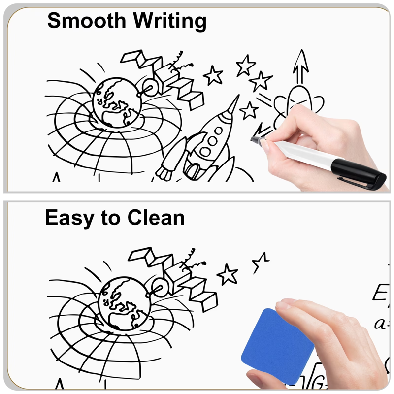 Dry Erase Lap Boards Set - Double Sided Whiteboards for Classroom and Office, 6x8 Inch, 2 Pack with Markers and Erasers
