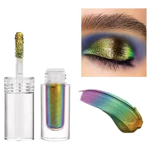 R.Y.M Liquid Eyeshadow Glitter Eye Makeup Shimmer Waterproof Long Lasting Glitter Mascara Chameleon Eyeshadow for Party Festival Eye Makeup (2#, 0.06 Ounce (Pack of 1))