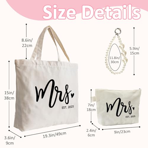 Lutto Canvas Bag with Zip Pocke - Wedding Engagement Bachelorette Birthday Mothers Day Gifts for Women