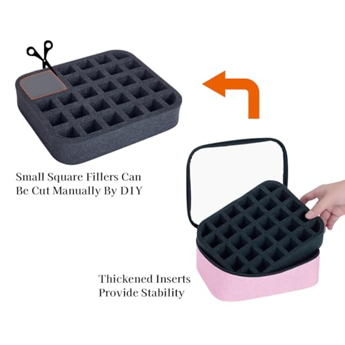 2 Pcs Small Clear Nail Polish Organizer Holds 60 bottles(15ml-0.5fl.oz) Nail Polish Case Multifunctional Nail Polish Bag organizer, Cosmetic Travel Makeup Cases for Women Pink