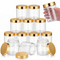 SATINIOR 12 Pack 16 oz Plastic Container Jars with Lids Round Clear Travel Cosmetic Container Slime Jars for Toiletries, Lotion, Cream, Ointments, Makeup, Rhinestone, Samples, Kitchen Storage(Gold)
