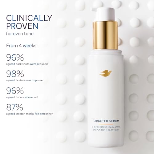 Dove Targeted Serum Multipurpose for Stretch Marks, Dark Spots, Uneven Skin Tone and Elasticity,with Tone Balance Complex, Niacinamide, Collagen Peptides and Natural Moisturizing Factors, 3.2 oz