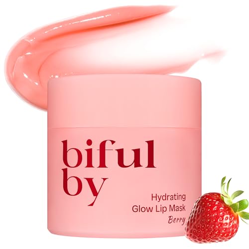 Korean Mini Lip Balm Hydrating Glow Lip Mask (Berry) 10g, 12hrs Long-lasting Overnight Moisture Butter for Women