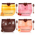 AWCCXMYM 4 PCS Bee Lip Balm Honey Pot Hydrating & Preventing Dry Honey Balm Lip Balm Honey, Strawberry, Collagen, Chocolate Moisturizing Lip Sleeping Mask with Sticks
