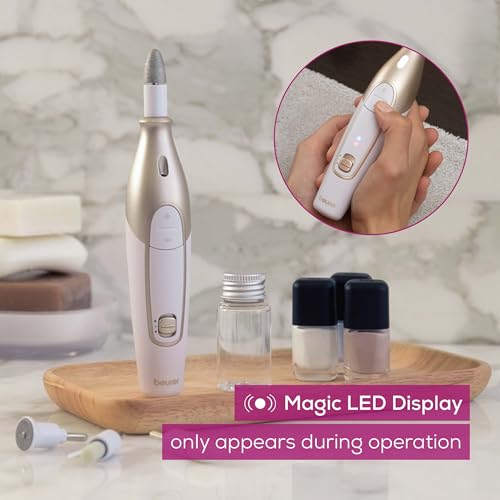 Beurer MP64 Nail Drill Kit, Cordless Electric Nail File with 10 Attachments and LED Light, Electric Manicure Set with Adjustable Speed, E-File for Manicure and Pedicure, with Storage Case