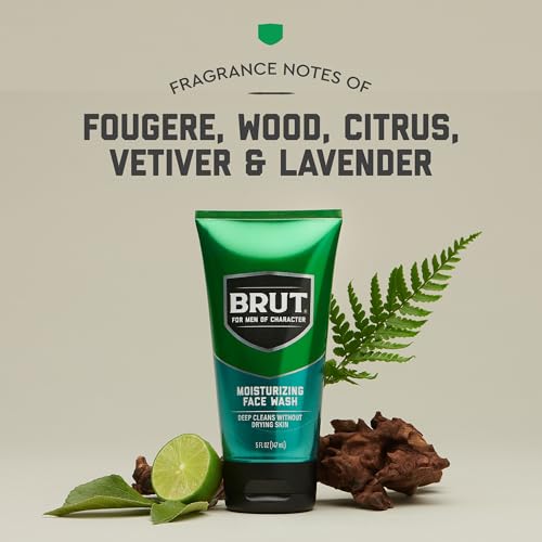 Brut Moisturizing Face Wash - Deep Pore Cleansing and Conditioning Prep for Shaving - Face Cleanser with No Parabens, Phthalates or Dyes - 5 oz