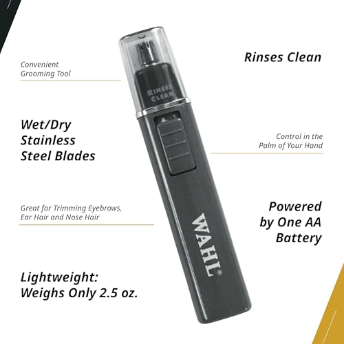 Wahl Professional Nose Trimmer, Battery-Operated (AA), Wet/Dry Use, Stainless Steel Blades, Lightweight Design