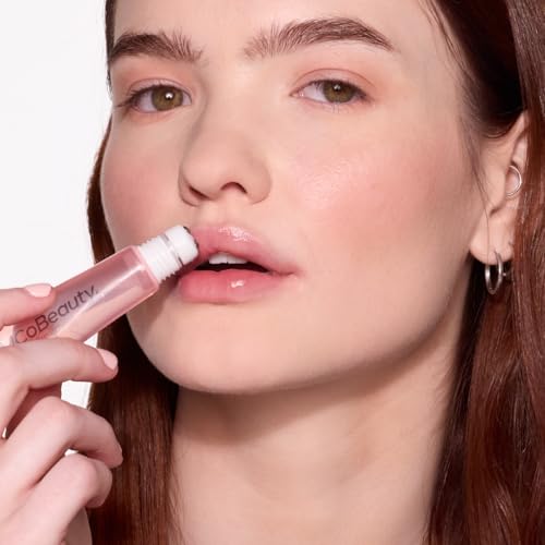 MCoBeauty - Glow and Treat 2-in-1 Lip Treatment - Birthday Cake Scent - Moisturising Lip Oil with Squalane and Roller Ball Applicator - Glossy Shine Finish - Stocking Stuffers for Teen Girls - 10ml