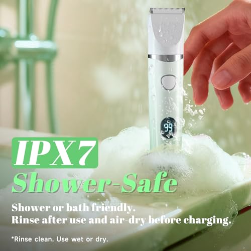 3-in-1 Bikini Trimmer for Women ? Electric Razor for Women, Electric Body Hair Trimmer, IPX7 Waterproof, 120-Min Cordless, USB-C, Battery% Display ? X3 Soft Mint Ombre