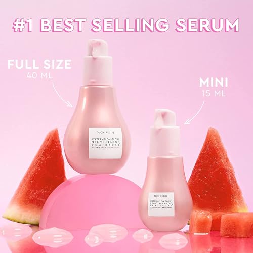 Glow Recipe Watermelon Niacinamide Dew Drops, Korean Niacinamide Serum Drops, Hydrating Face Serum + Primer & Liquid Highlighter, Hyaluronic Acid, Dewy Glow (40ml)