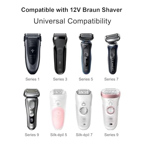 IBERLS 12V Charger Compatible with Braun Shaver and Silk-?pil Series 9 7 5 3 1, Series 3, Series 5, Series 7, Series 9 3040s 5018s 7865cc 9290cc, S9 S7 S5 S3 S1, Replacement Charging Power Cord 5FT