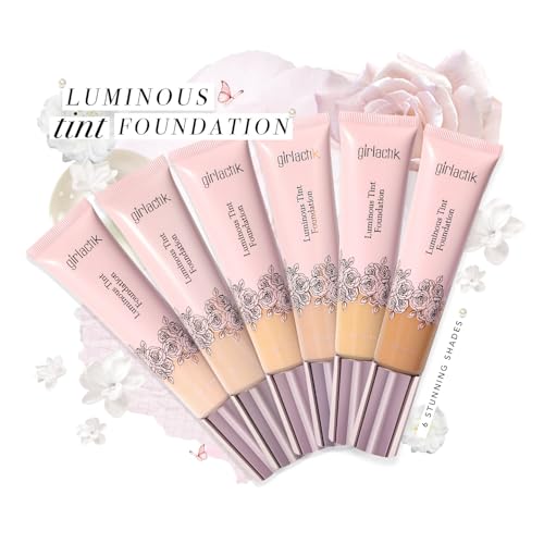 Girlactik Luminous Tint Foundation ? Hydrating 2-in-1 Tinted Moisturizer & Buildable Foundation with Hyaluronic Acid, Vitamin C & Squalane ? Lightweight, Natural Finish (Olive, 1.35 fl oz.)