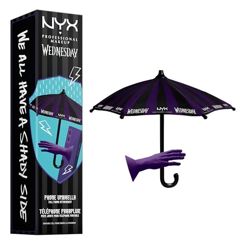 NYX PROFESSIONAL MAKEUP Wednesday Phone Umbrella, Decorative Miniature Attachment, Blocks Sunlight, Rain & Glare for Phone or Tablet