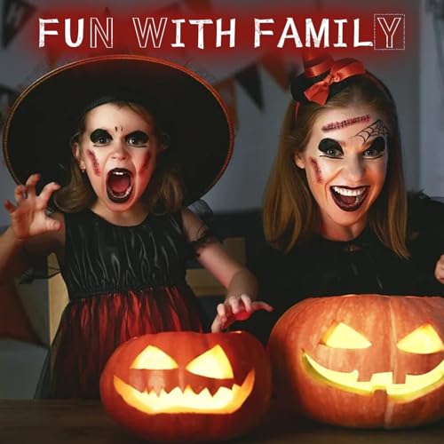 White Black Red Halloween Face Body Paint with 3PCS Sponge and 1PC Brush, for Baseball, Softball Sports(Eye Black) & Halloween (Joker, Clown), Face Painting Kit for Cosplay, SFX Costumes
