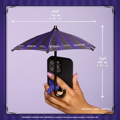 NYX PROFESSIONAL MAKEUP Wednesday Phone Umbrella, Decorative Miniature Attachment, Blocks Sunlight, Rain & Glare for Phone or Tablet