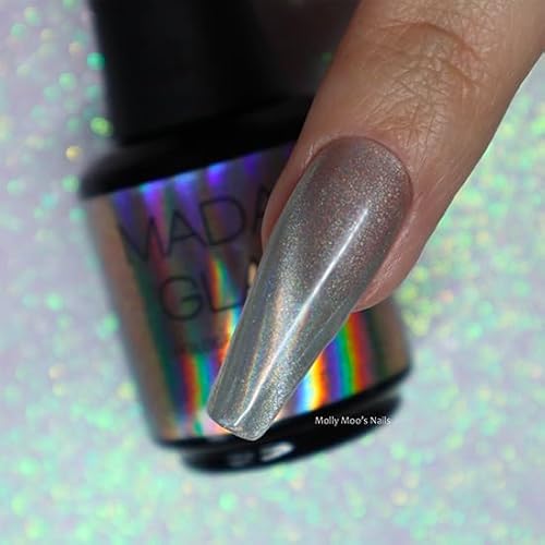 Madam Glam - Holographic Cat Eye Gel Polish 15ml 0.5 fl/oz - Nail Art Enhancement - Magnetic Effect - Long-Lasting, Vibrant, Vegan, Hema-Free