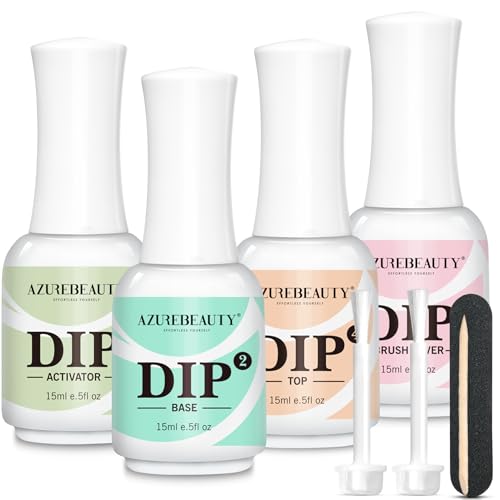 AZUREBEAUTY 4+4 Dip Powder Liquid Set & Summer Jerry Translucent 6 Colors Dip Powder Nail Kit for French Nail Art Manicure DIY Salon Gift