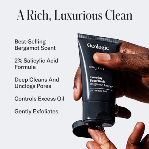 Geologie Complete Skincare Set for Men & Women | 1-Month Simple & Effective Daily Clear Skin Routine | Acne, Oily Skin, Dark Spots | Face Wash 2-Pack, Retinol Face Cream, SPF15 Moisturizer & Eye Cream