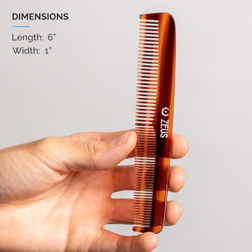 ZEUS Beard & Mustache Comb for Men, Handmade Saw-Cut Hair Comb for Untangling & Styling Beard (Traditional) V11