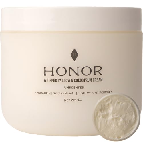 Honor Whipped Tallow Cream with Colostrum, Hydration, Skin Renewal (Unscented), 3oz