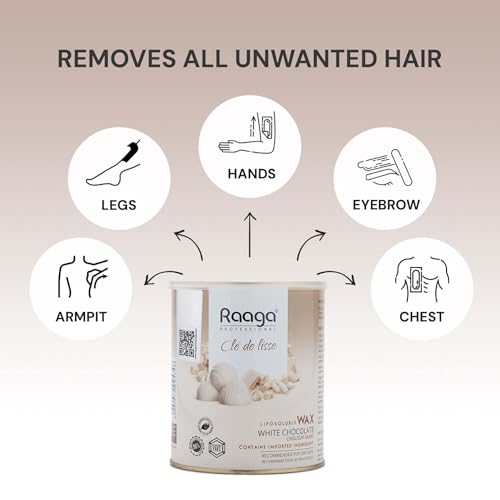 Raaga Professional White Chocolate Liposoluble Body Wax | Soft Wax for Hair Removal | Gently Removes Unwanted Hair & Tan | Nourishes & Hydrates Skin | For Dry Skin | 27.05 Fl Oz/800ml