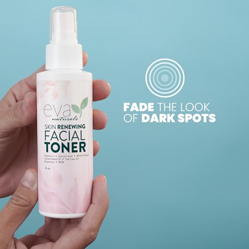 Eva Naturals Witch Hazel Face Toner ? Hydrating & Clarifying Toner with Glycolic Acid, Vitamin C & Aloe for Acne, Oily, Dry & Sensitive Skin, Pore Tightening Facial Mist for Balanced Glow (4oz)