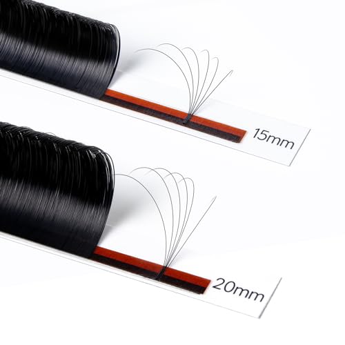 Volume Lash Extensions 0.07D, Mix-15-20mm Eyelash Extension Matte Black, Easy Fan Volume Lashes Fluffy Matte Black Soft, D Curl Self Fanning Lash Extension Professional Eyelash Extensions