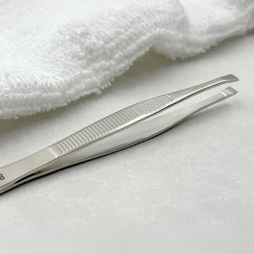 NGHIA Straight Tip Tweezer - N-408 | Gold Plated Stainless Steel | Ergonomic Eyebrow Tweezer for Precision Grooming | Hair Removal | Professional Quality for Salon and Home Use