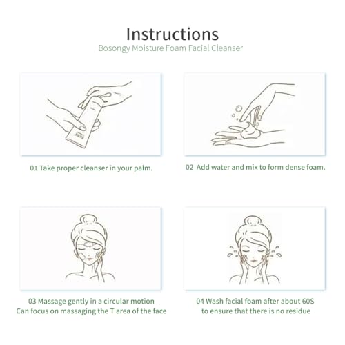 Moisture Foam Facial Cleanser, Korean Skincare Gentle Amino Acid Face Wash with Aloe Vera &Glycerin, Makeup Remover and Hydrating Soothing Cleanser for All Skin Types, 120ml (4.05 fl.oz.)