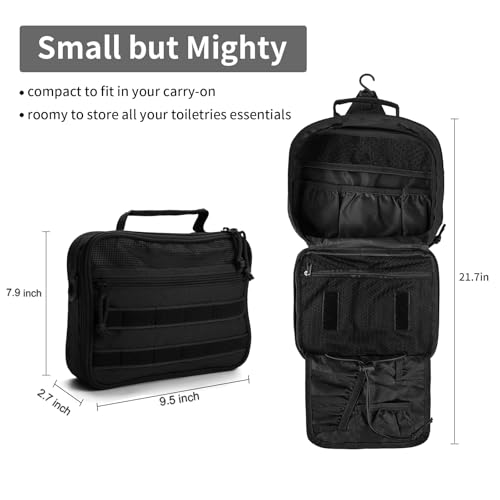 SMONT Toiletry Bag for Men Travel Toiletry Organizer Dopp Kit Travel Organizer Toiletries Bag Shaving Hygiene Bag Bathroom Hanging Men's Toiletry Bag for Short Trips Black